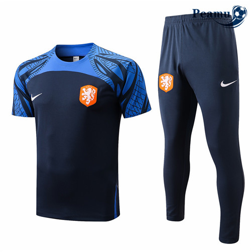 peamu.fr - Maillot foot Kit Entrainement Foot Pays-Bas + Pantalon Bleu 2022-2023 F161