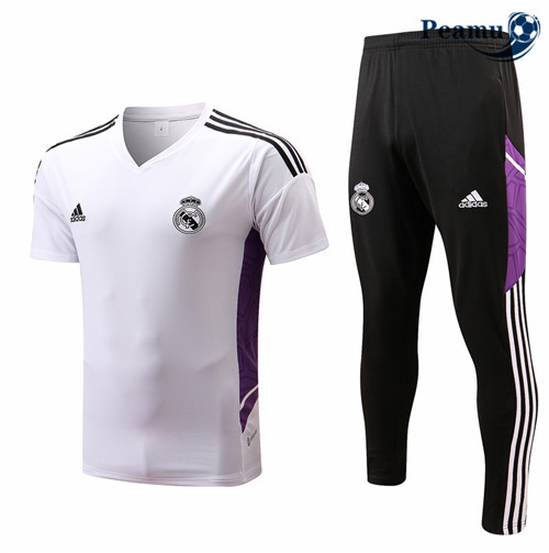 peamu.fr - Maillot foot Kit Entrainement Foot Real Madrid + Pantalon Blanc 2022-2023 F171