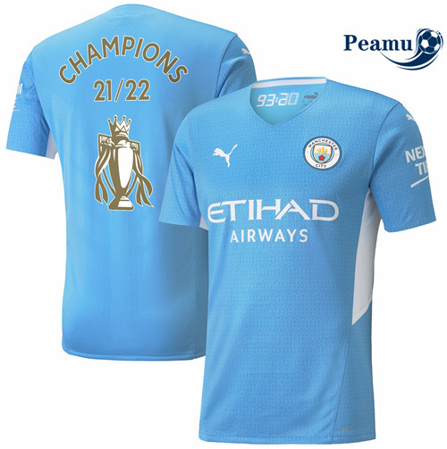 peamu.fr - Maillot foot Manchester City Domicile Authentic 21/22 avec flocage Champions 22 F476