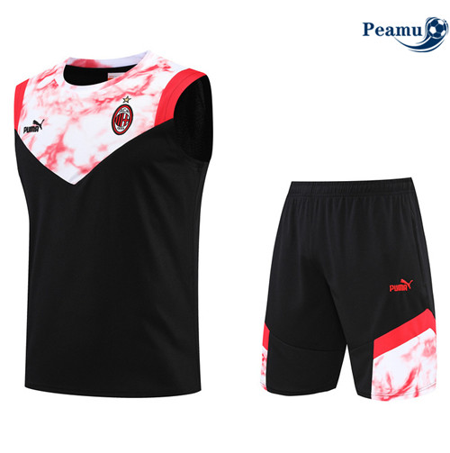 Peamu - Maillot Kit Entrainement Foot AC Milan Debardeur + Pantalon Noir 2022-2023