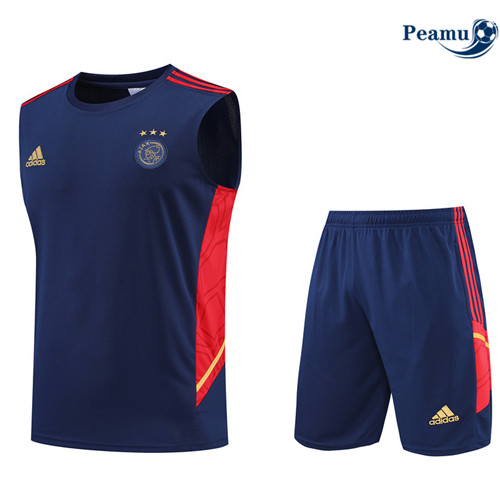 Peamu - Maillot Kit Entrainement Foot Ajax Debardeur + Pantalon Bleu Marine 2022-2023