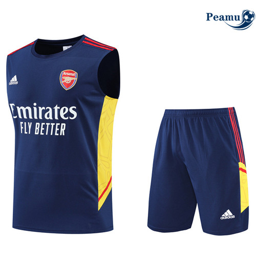 Peamu - Maillot Kit Entrainement Foot Arsenal Debardeur + Pantalon Bleu Marine 2022-2023