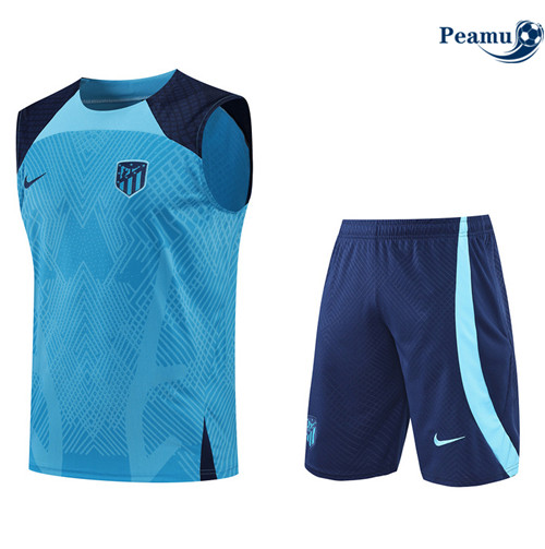 Peamu - Maillot Kit Entrainement Foot Atletico Madrid Debardeur + Pantalon Bleu 2022-2023
