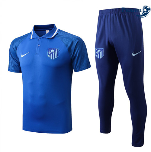 Peamu - Maillot Kit Entrainement Foot polo Atletico Madrid + Pantalon Bleu 2022-2023