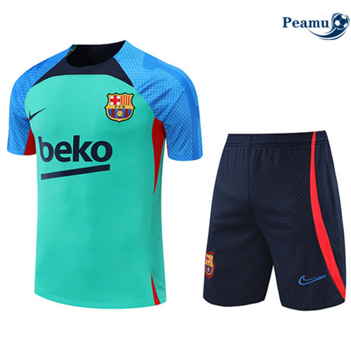 Peamu - Maillot Kit Entrainement Foot Barcelone + Pantalon Vert/Bleu Marine 2022-2023
