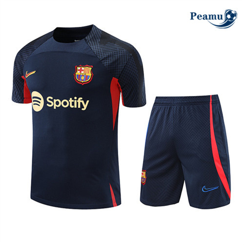 Peamu - Maillot Kit Entrainement Foot Barcelone + Pantalon Bleu Marine 2022-2023