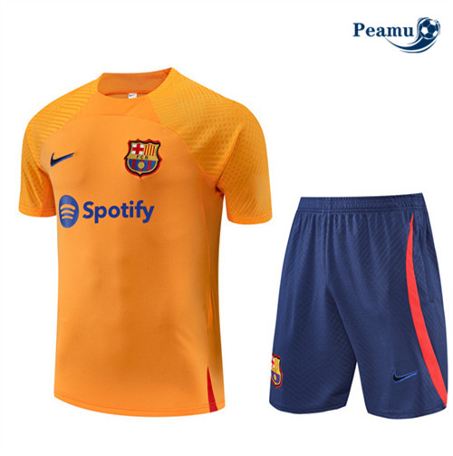 Peamu - Maillot Kit Entrainement Foot Barcelone + Pantalon Orange/Bleu 2022-2023