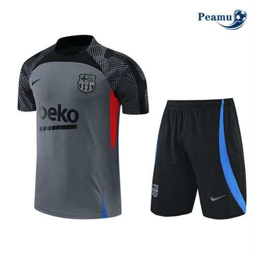 Peamu - Maillot Kit Entrainement Foot Barcelone + Pantalon Gris 2022-2023