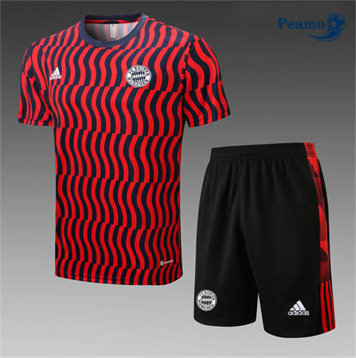 Peamu - Maillot Kit Entrainement Foot Bayern Munich + Pantalon Rouge/Noir 2022-2023