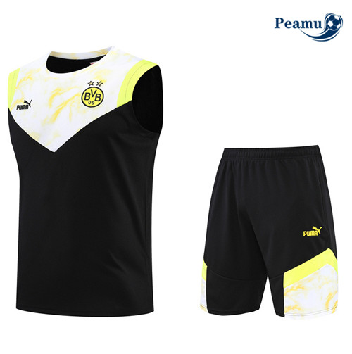 Peamu - Maillot Kit Entrainement Foot Borussia Dortmund Debardeur + Pantalon Noir 2022-2023