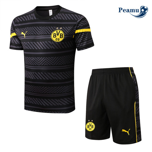 Peamu - Maillot Kit Entrainement Foot Borussia Dortmund + Pantalon Noir 2022-2023