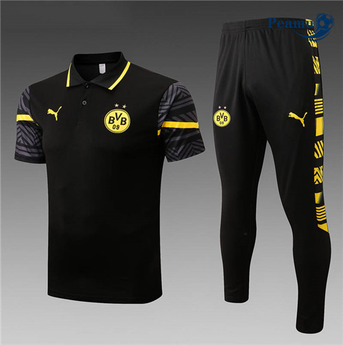 Peamu - Maillot Kit Entrainement Foot polo Borussia Dortmund + Pantalon Noir 2022-2023