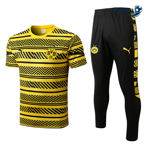 Peamu - Maillot Kit Entrainement Foot Borussia Dortmund + Pantalon Jaune/Noir 2022-2023