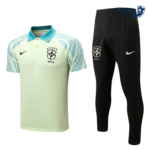 Peamu - Maillot Kit Entrainement Foot Brésil + Pantalon Jaune/Noir 2022-2023