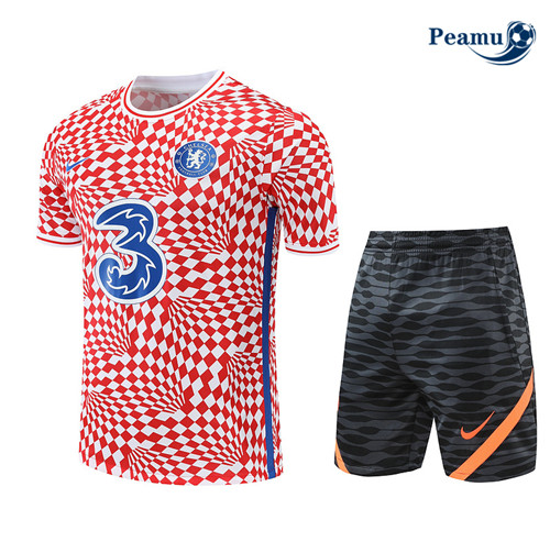 Peamu - Maillot Kit Entrainement Foot Chelsea + Pantalon Rouge/Blanc 2022-2023