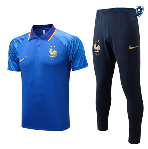 Peamu - Maillot Kit Entrainement Foot polo France + Pantalon Bleu 2022-2023