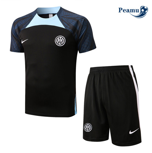 Peamu - Maillot Kit Entrainement Foot Inter Milan + Pantalon Noir 2022-2023