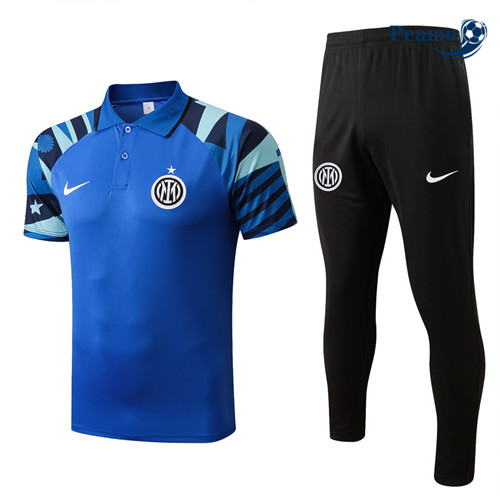 Peamu - Maillot Kit Entrainement Foot polo Inter Milan + Pantalon Bleu 2022-2023
