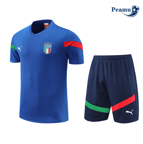 Peamu - Maillot Kit Entrainement Foot Italie + Pantalon Bleu 2022-2023