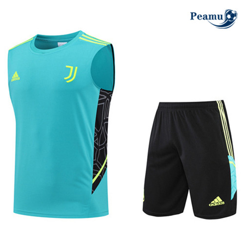 Peamu - Maillot Kit Entrainement Foot Juventus Debardeur + Pantalon Bleu/Noir 2022-2023