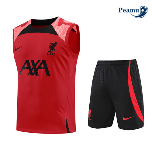 Peamu - Maillot Kit Entrainement Foot Liverpool Debardeur + Pantalon Rouge/Noir 2022-2023