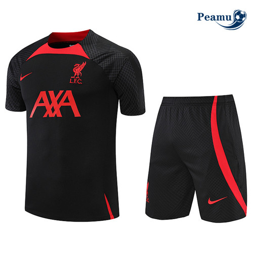 Peamu - Maillot Kit Entrainement Foot Liverpool + Pantalon Noir 2022-2023