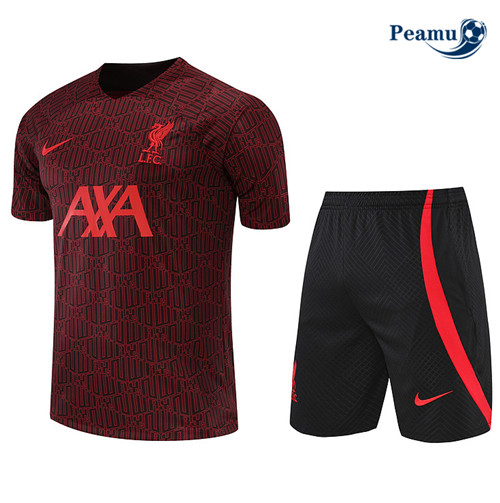 Peamu - Maillot Kit Entrainement Foot Liverpool + Pantalon Rouge/Noir 2022-2023