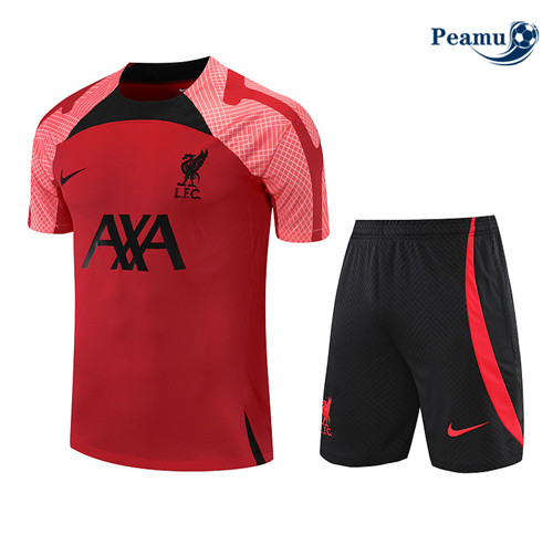 Peamu - Maillot Kit Entrainement Foot Liverpool + Pantalon Rouge/Noir 2022-2023