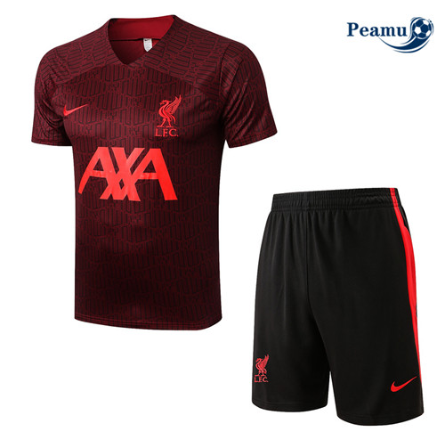 Peamu - Maillot Kit Entrainement Foot Liverpool + Pantalon Rouge 2022-2023