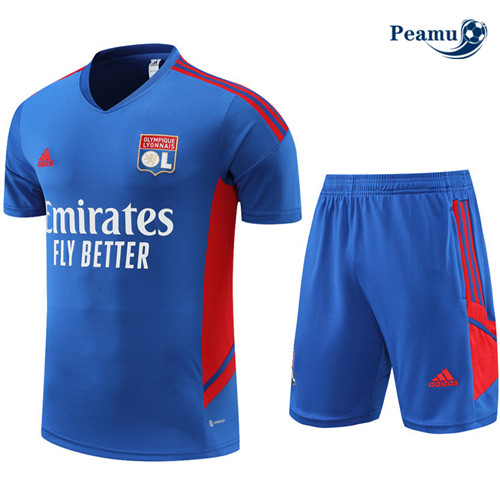 Peamu - Maillot Kit Entrainement Foot Lyon + Pantalon Bleu 2022-2023