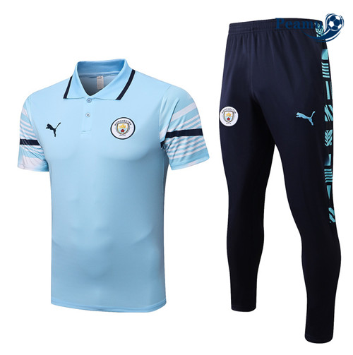 Peamu - Maillot Kit Entrainement Foot Manchester City + Pantalon Bleu 2022-2023