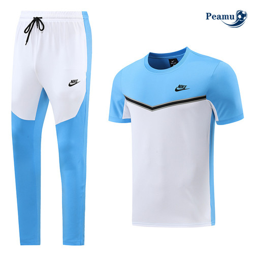 Peamu - Maillot Kit Entrainement Foot Nike + Pantalon Bleu/Blanc 2022-2023