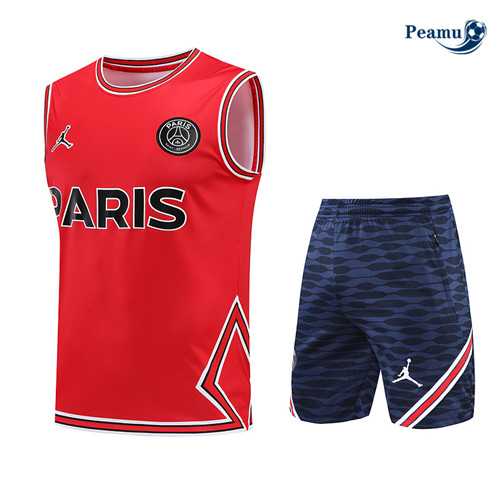Peamu - Maillot Kit Entrainement Foot Paris PSG Debardeur + Pantalon Rouge/Bleu Marine 2022-2023