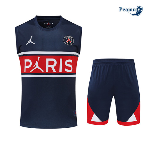 Peamu - Maillot Kit Entrainement Foot Paris PSG Debardeur + Pantalon Bleu Marine 2022-2023