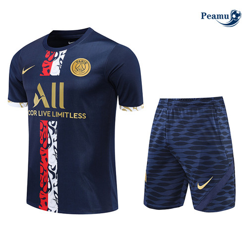 Peamu - Maillot Kit Entrainement Foot Paris PSG + Pantalon Rouge/Bleu 2022-2023
