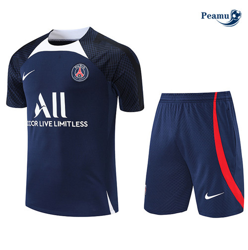 Peamu - Maillot Kit Entrainement Foot Paris PSG + Pantalon Blanc/Bleu 2022-2023