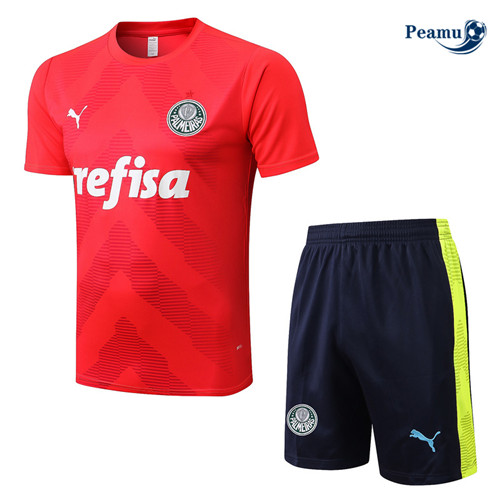 Peamu - Maillot Kit Entrainement Foot Palmeiras + Pantalon Rouge/Bleu Marine 2022-2023