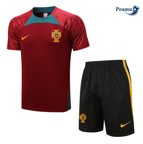 Peamu - Maillot Kit Entrainement Foot Portugal + Pantalon Noir 2022-2023