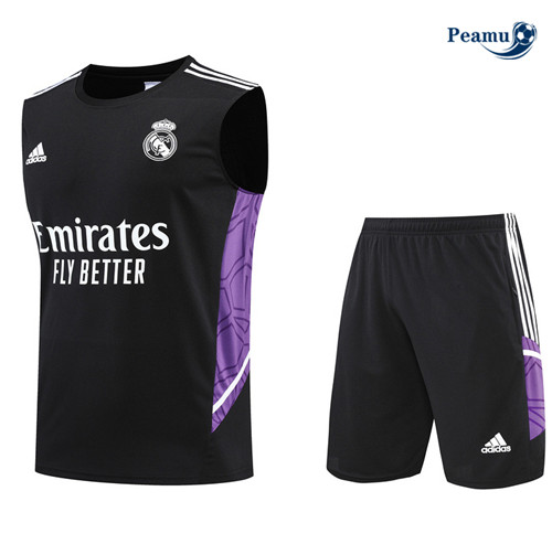 Peamu - Maillot Kit Entrainement Foot Real Madrid Debardeur + Pantalon Noir 2022-2023