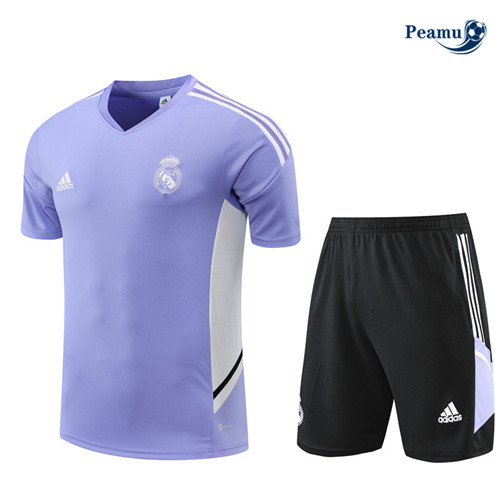 Peamu - Maillot Kit Entrainement Foot Real Madrid + Pantalon Violet/Noir 2022-2023
