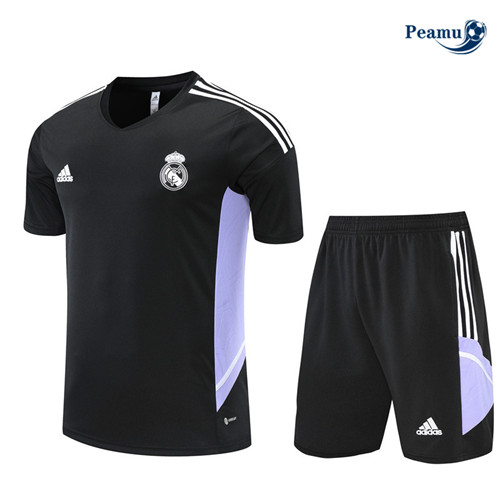 Peamu - Maillot Kit Entrainement Foot Real Madrid + Pantalon Noir 2022-2023