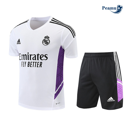 Peamu - Maillot Kit Entrainement Foot Real Madrid + Pantalon Blanc 2022-2023