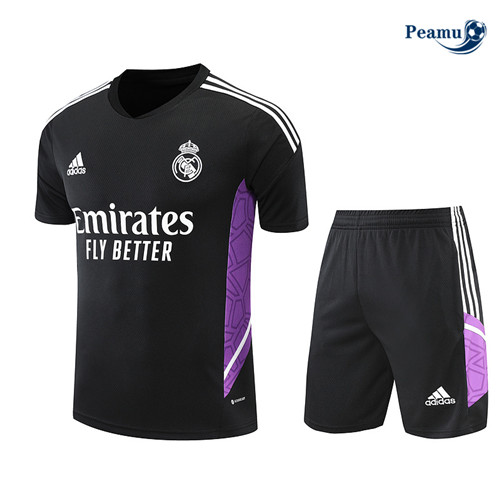 Peamu - Maillot Kit Entrainement Foot Real Madrid + Pantalon Noir 2022-2023