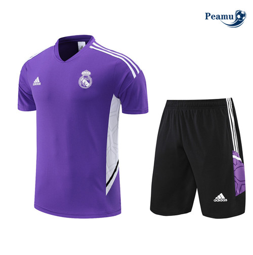 Peamu - Maillot Kit Entrainement Foot Real Madrid + Pantalon Violet/Noir 2022-2023
