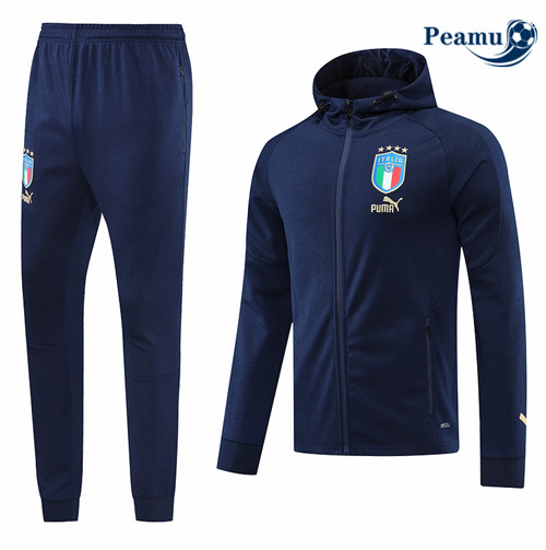 Peamu - Veste Survetement Foot p174 Italie à capuche Bleu Marine 2022-2023