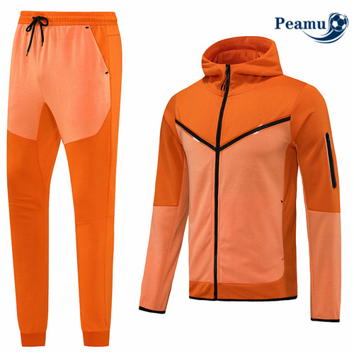 Peamu - Veste Survetement Foot p045 Sans logo de marque à capuche Orange Orange 2022-2023