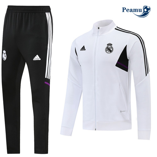 Peamu - Veste Survetement Foot p096 Real Madrid Blanc/Noir 2022-2023