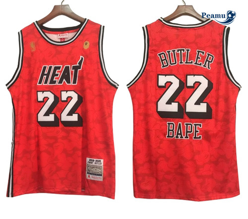 Peamu: Maillot foot Jimmy Butler, Miami Heat x Bape 'Red' - 2023/24