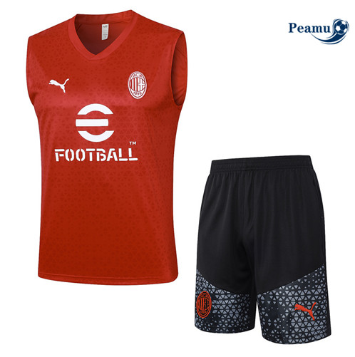 Maillot foot Kit Entrainement AC Milan Debardeur + Shorts Rouge 2023/2024 p6561