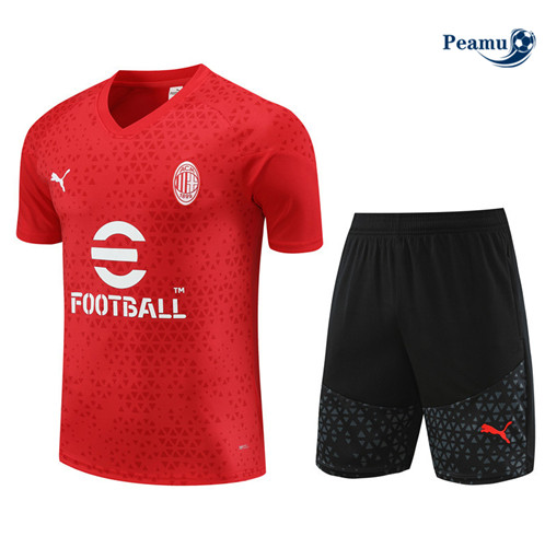 Maillot foot Kit Entrainement AC Milan Enfant + Shorts Rouge 2023/2024 p6569
